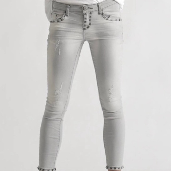 One x One Teaspoon Womens Studded Jeans Distressed Skinny Size 28 - Picture 1 of 13